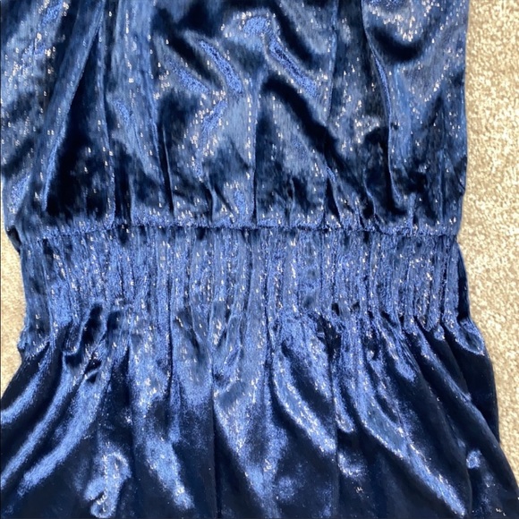 Ramy Brook Lori navy velvet cinched waist Mini Halter dress - Picture 5 of 9